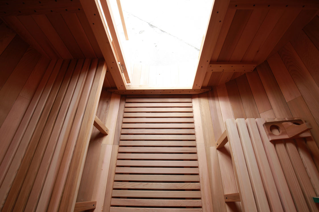 2025 Canadian Cedar / Hemlock Traditional Steam Barrel Sauna Room with Dry Steam Function and Outside the Wood Stove