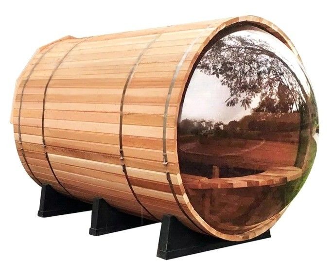 390KGS Computer Control Panel Nordic Leisure Hemlock / Red Cedar Outdoor Panoramic Glass Sauna Room for 3-4 People in 2025