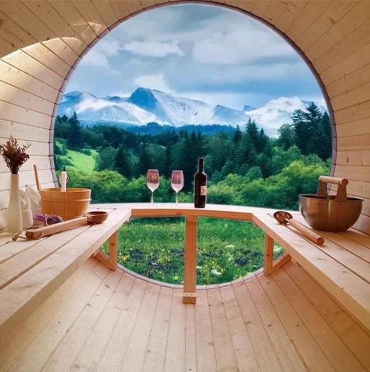 390KGS Computer Control Panel Nordic Leisure Hemlock / Red Cedar Outdoor Panoramic Glass Sauna Room for 3-4 People in 2025