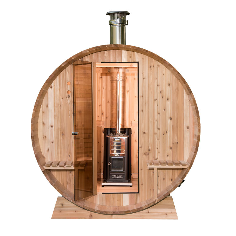 2025 EUROPEAN Design Style Red Cedar Barrel Sauna No Porch Outdoor Sauna for 4-5 People from Direct