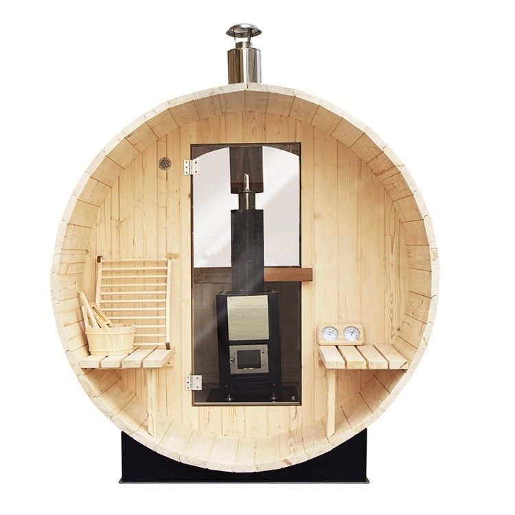 2025 EUROPEAN Design Style Red Cedar Barrel Sauna No Porch Outdoor Sauna for 4-5 People from Direct