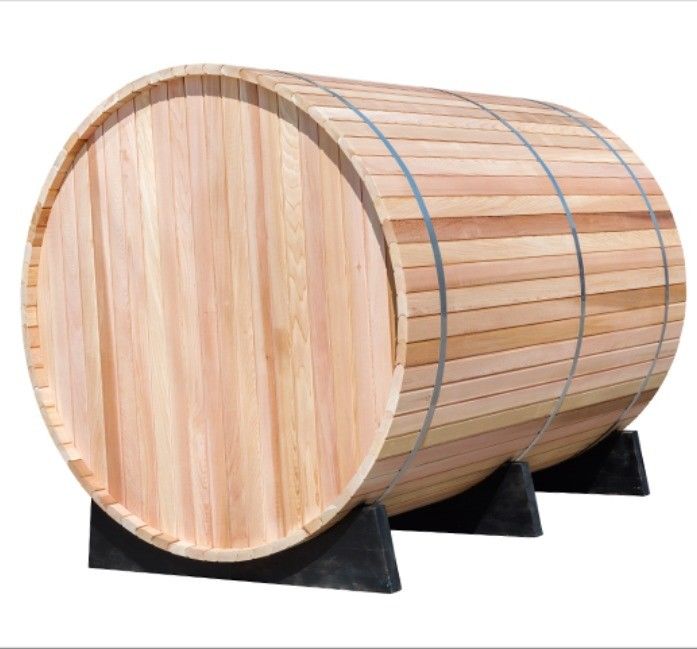 1800*1800mm Canadian Pine Outdoor Barrel Type Steam Sauna with Hemlock Solid Wood and Heater Accessories