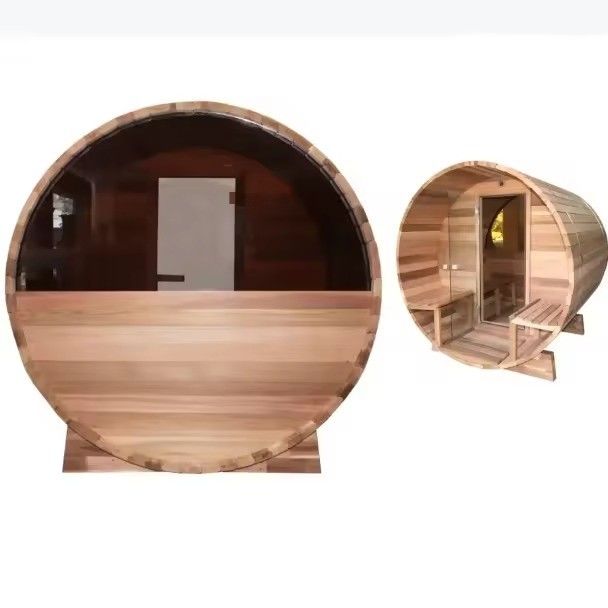 2025 Dry Steam Courtyard Outdoor Barrel Sauna Solid Wood Red Cedar Traditional Sauna Room for Courtyard Relaxation