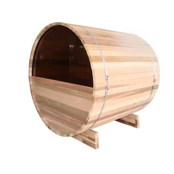 2025 Dry Steam Courtyard Outdoor Barrel Sauna Solid Wood Red Cedar Traditional Sauna Room for Courtyard Relaxation