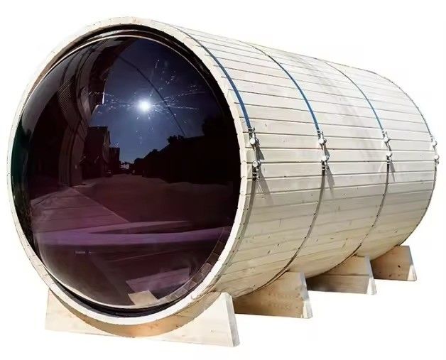 YSE Red Cedar 2025 Nordic Leisure Pine Outdoor Bucket Steam Panoramic Glass Sauna Room Traditional Sauna 4 People