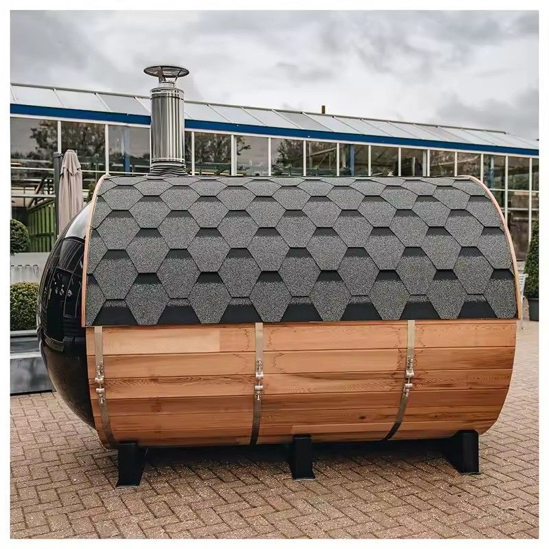 Solid Wood Type Hemlock 2025 6 Person Sauna Room Backyard Barrel Sauna Outdoor Sauna Steam Room