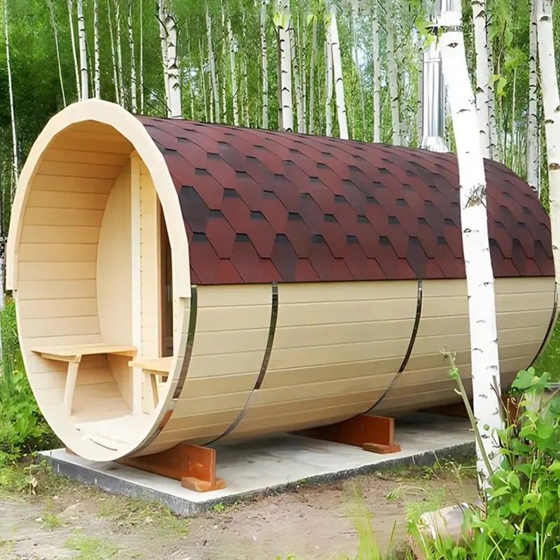 2025 Canadian Red Cedar Outdoor Barrel Sauna Room With Wood Burning Sauna Stove 3KW Voltage 110V/220V