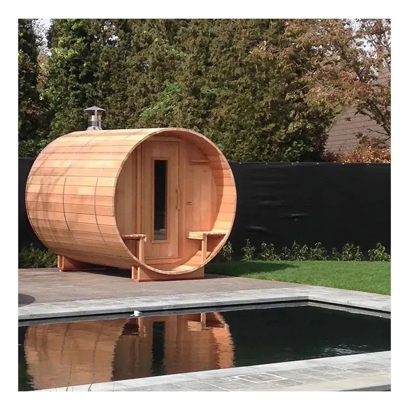 2025 Canadian Red Cedar Solid Wood Barrel 6 Person Outdoor Steam Sauna Room YSE's Ultimate Sauna Experience