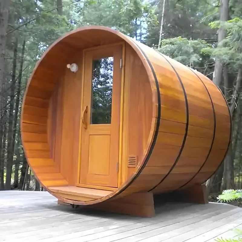 2025 Canadian Red Cedar Solid Wood Barrel 6 Person Outdoor Steam Sauna Room YSE's Ultimate Sauna Experience