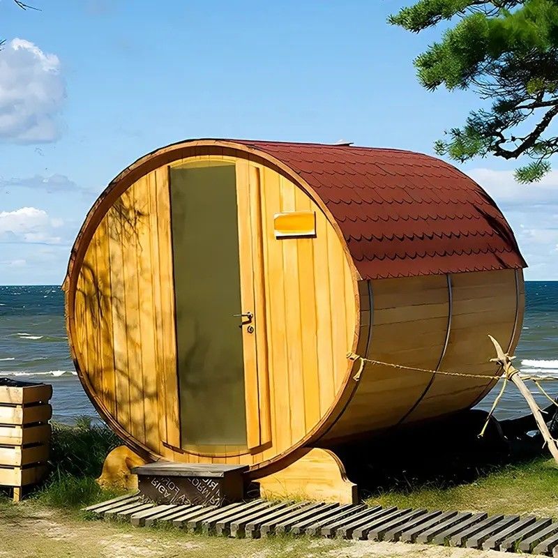2025 YSE Canadian Hemlock/Cedar Traditional Steam Sauna Room Barrel Sauna for a Traditional Sauna Sanctuary Experience