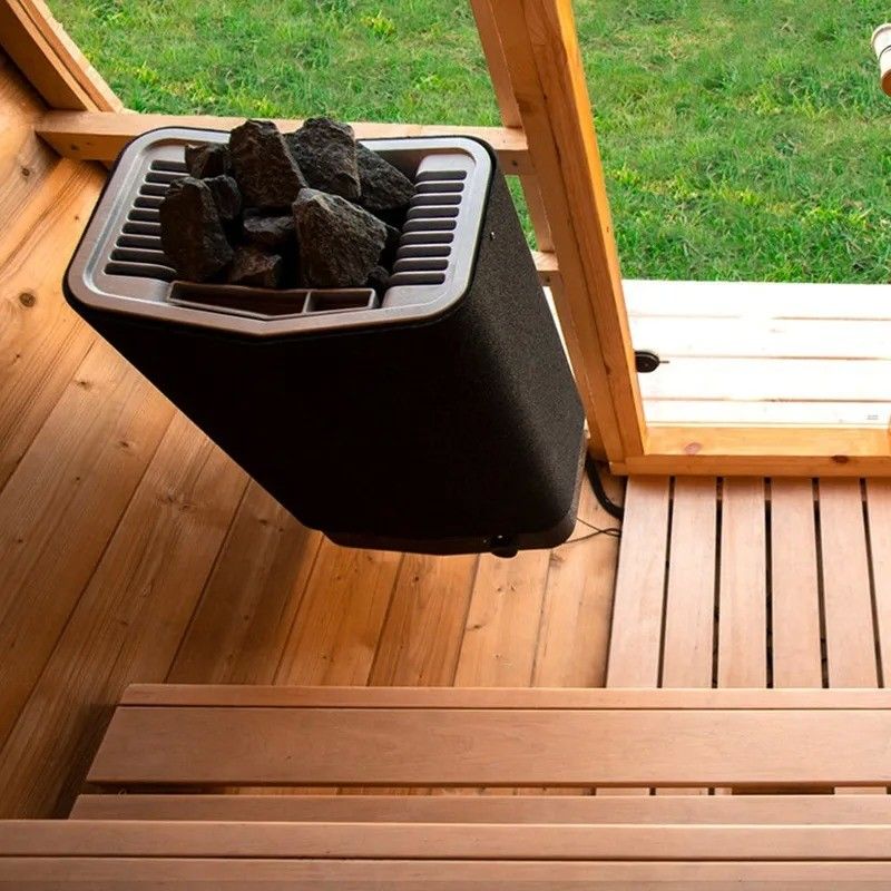 Transom Windows 2-4 Person Hemlock Red Cedar Barrel Sauna with 110V/220V Voltage and Steam Room