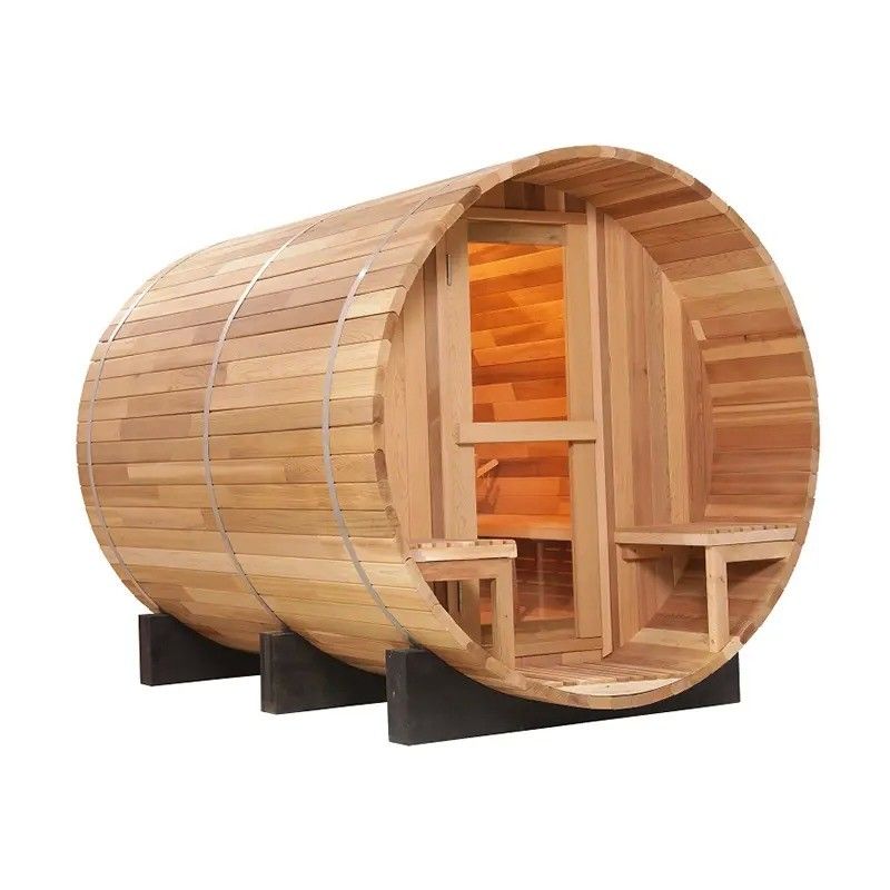 110V/220V/380V Voltage Wooden Steam Sauna Room Solid Wood Outdoor 6 Person Barrel Sauna for Home Garden Health Benefits