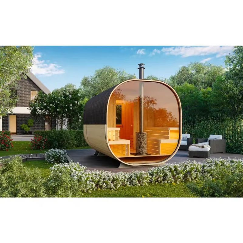 CE Certificate Modern Design Style Red Cedar Dry Steam Cube Sauna Room With Stove for 4 Person Family and Outdoor