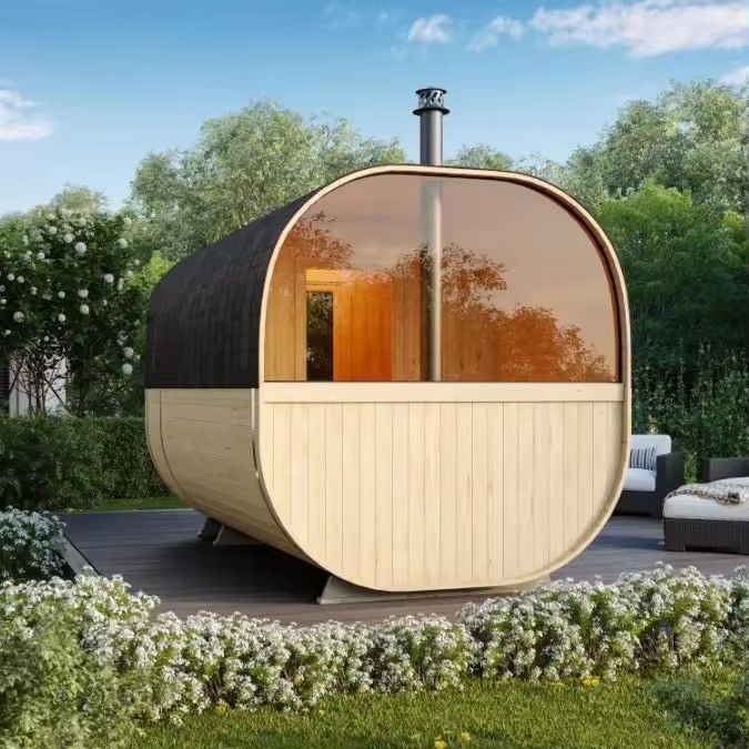 CE Certificate Modern Design Style Red Cedar Dry Steam Cube Sauna Room With Stove for 4 Person Family and Outdoor