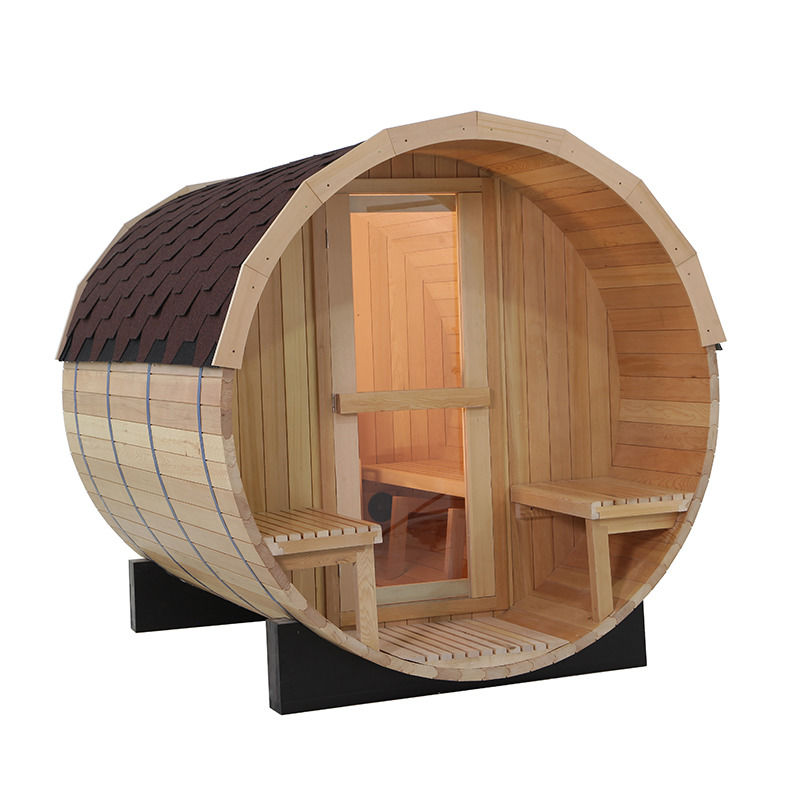 2021 Hot Selling Solid Wood Hemlock Sauna Saturated Steam Sauna Popular Outdoor Computer Eco Sauna Barrel Traditional Saturated Steam Sauna Room/Red Cedar Wood