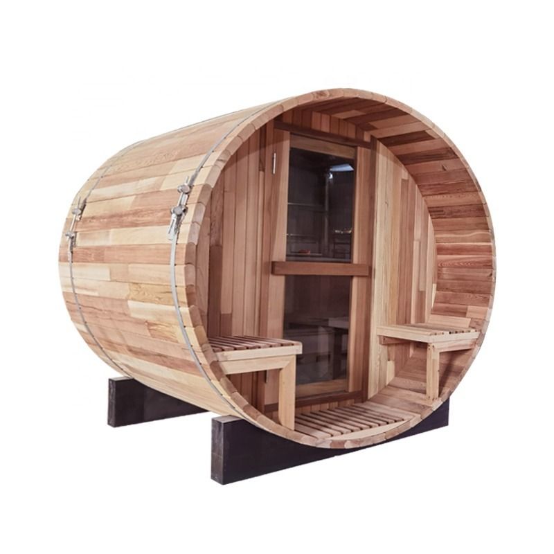 2021 New Canadian Pine/Hemlock/Cedar Outdoor Barrel Steam Sauna Traditional Traditional Sauna With Heater Accessories 4-6 Person