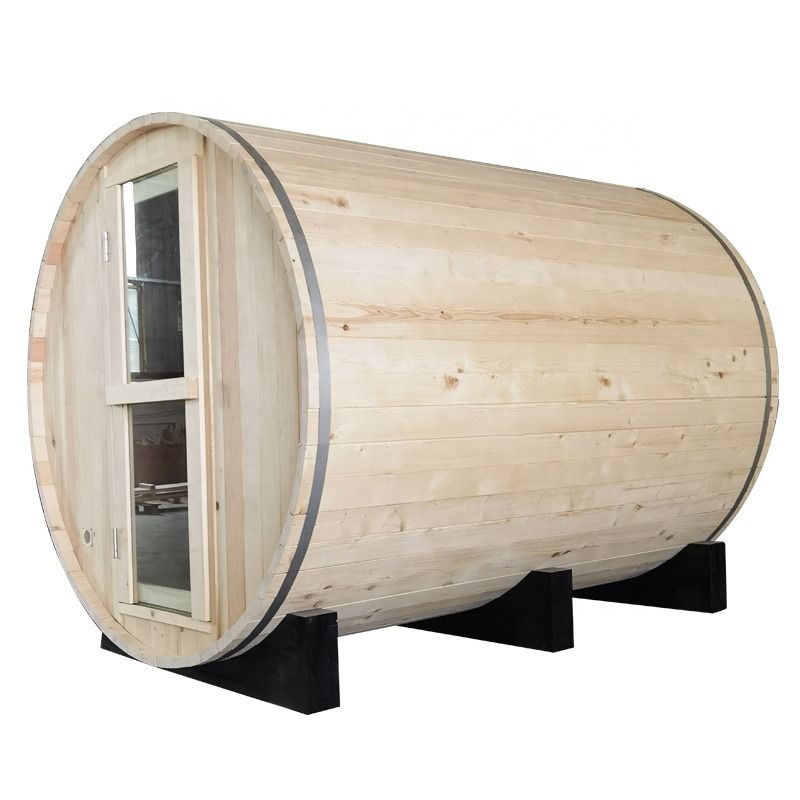 2021 New Canadian Pine/Hemlock/Cedar Outdoor Barrel Steam Sauna Traditional Traditional Sauna With Heater Accessories 4-6 Person