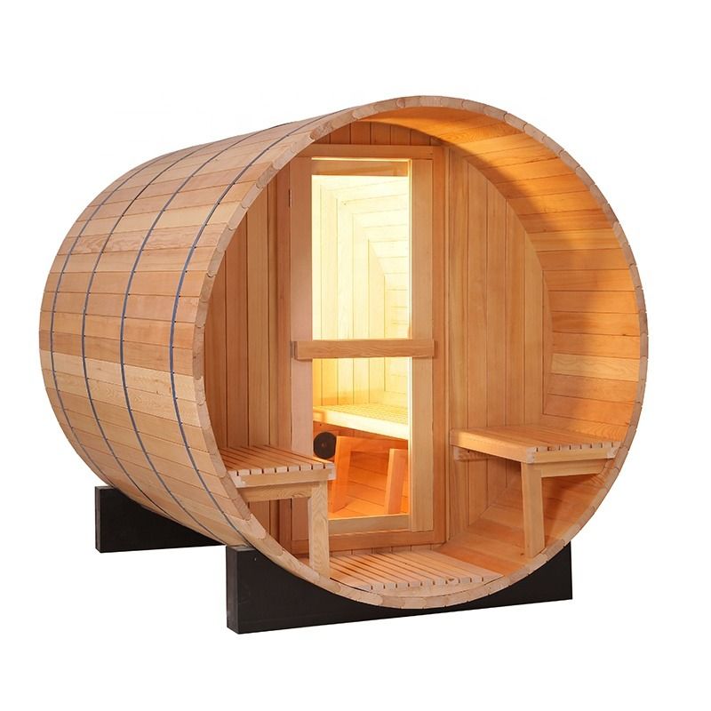 Modern 3-4 Person Pine/Canadian Hemlock/Red Room Heater Outdoor Use Pretty Sauna Cedar Barrel Sauna Room With Harvia For Family