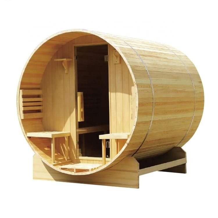 Modern 3-4 Person Pine/Canadian Hemlock/Red Room Heater Outdoor Use Pretty Sauna Cedar Barrel Sauna Room With Harvia For Family