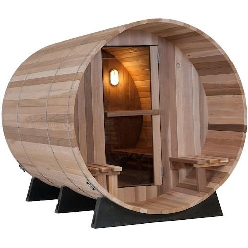 Modern 3-4 Person Pine/Canadian Hemlock/Red Room Heater Outdoor Use Pretty Sauna Cedar Barrel Sauna Room With Harvia For Family