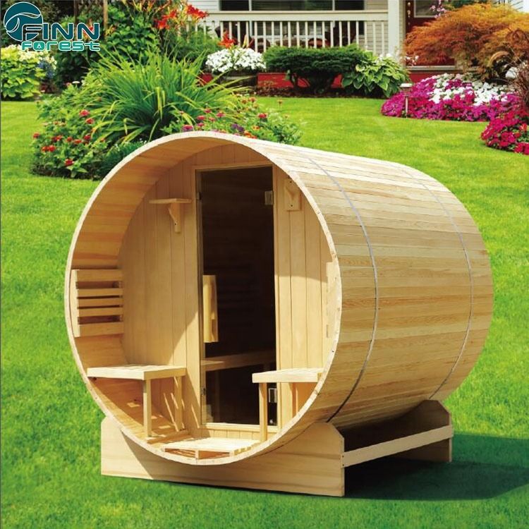 Traditional European Style 3-4 Person Barrel Sauna Room With Harvia Sauna Heater Outdoor Use Pretty Sauna Chamber For Family Canadian Pine