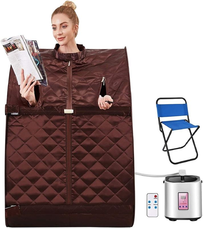 Portable Personal Indoor Spa Sauna Tent Computer Control Panel Computer Control Panel Steam Remote Control One Person Sauna for Home Relaxation Therapeutic Detox