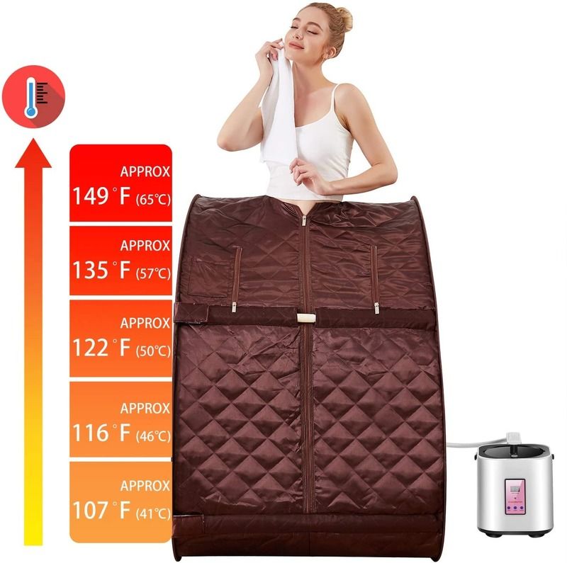 Portable Personal Indoor Spa Sauna Tent Computer Control Panel Computer Control Panel Steam Remote Control One Person Sauna for Home Relaxation Therapeutic Detox