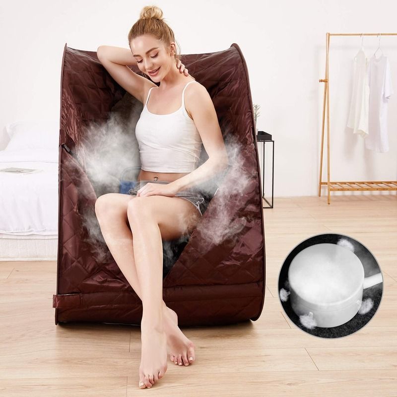 Portable Personal Indoor Spa Sauna Tent Computer Control Panel Computer Control Panel Steam Remote Control One Person Sauna for Home Relaxation Therapeutic Detox