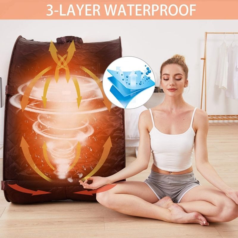 Portable Personal Indoor Spa Sauna Tent Computer Control Panel Computer Control Panel Steam Remote Control One Person Sauna for Home Relaxation Therapeutic Detox