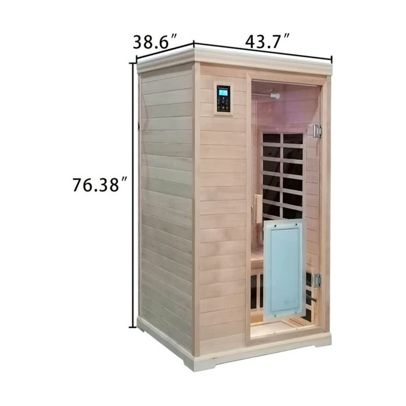 Traditional Infrared Wooden Sauna Room 2-Person Size Heating 1750W 9 Plates 10 Min Pre-Warm Up Time And Temperature Preset Control