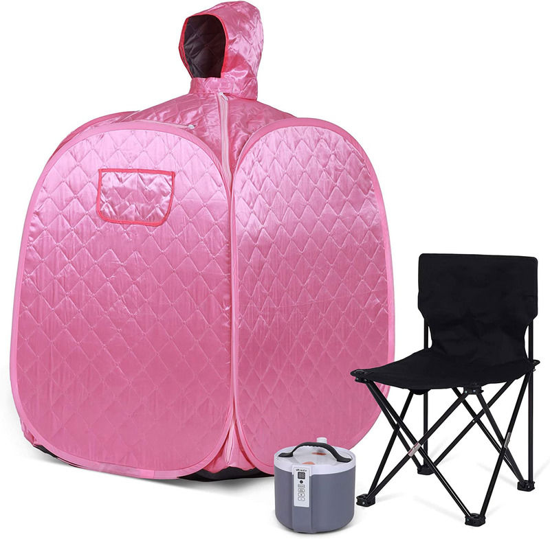 Lady Pink Portable Steam Personal European Women's Favorite Saunas Home Computer Control Panel For Detox Full Body Sauna Room With Chair