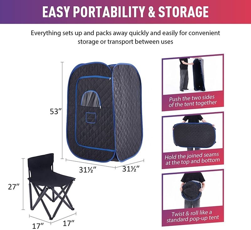 Modern Portable Sauna for Home Office and Travel Home Sauna for Dry Spa and Steam Sauna with Remote Control Steam Tent