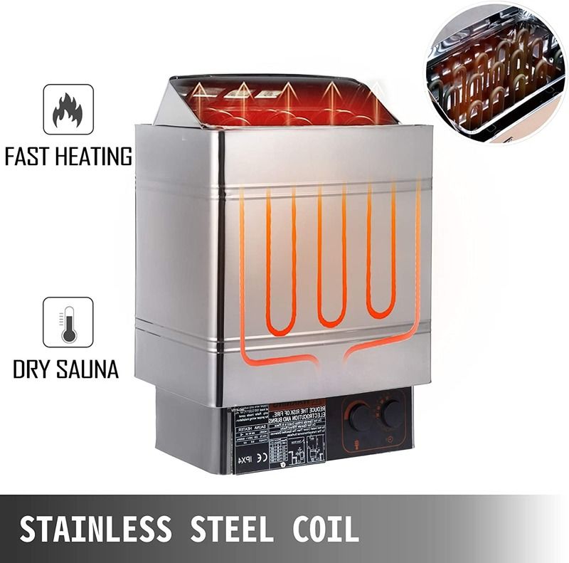 Modern Dry Sauna Heater 9KW Boiling Water Bath Stove 220V-240V Controller Electric Home Hotel External Sauna Room