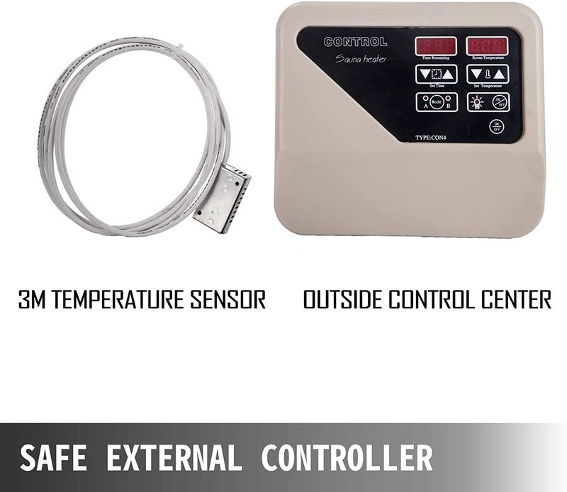 Modern Dry Sauna Heater 9KW Boiling Water Bath Stove 220V-240V Controller Electric Home Hotel External Sauna Room